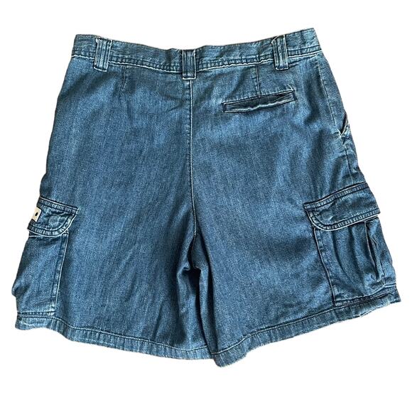 Vintage90s Calvin Klein Cargo Denim Shorts Size 10 - Picture 3 of 7